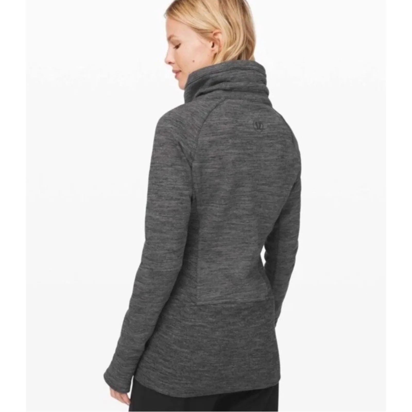 Lululemon Radiant Jacket Heather Gray Full Zip Cotton Fleece Size 6 Funnel Neck - Image 2