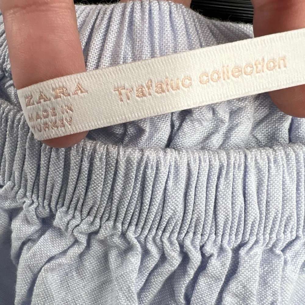 Zara Trafaluc Mini Dress Embroidered Boho Light Blue Peasant Style XS - Image 4