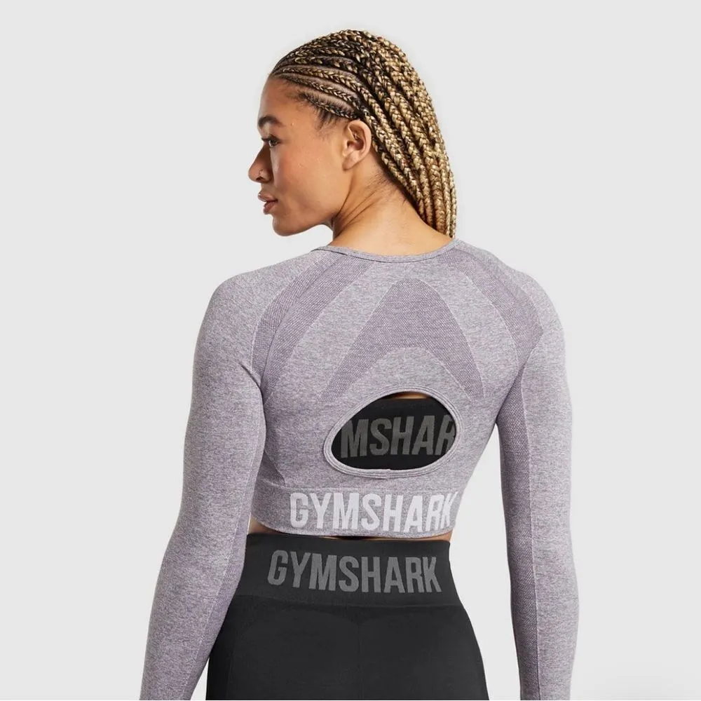GYMSHARK FLEX LONG SLEEVE CROP TOP EUC - Image 2