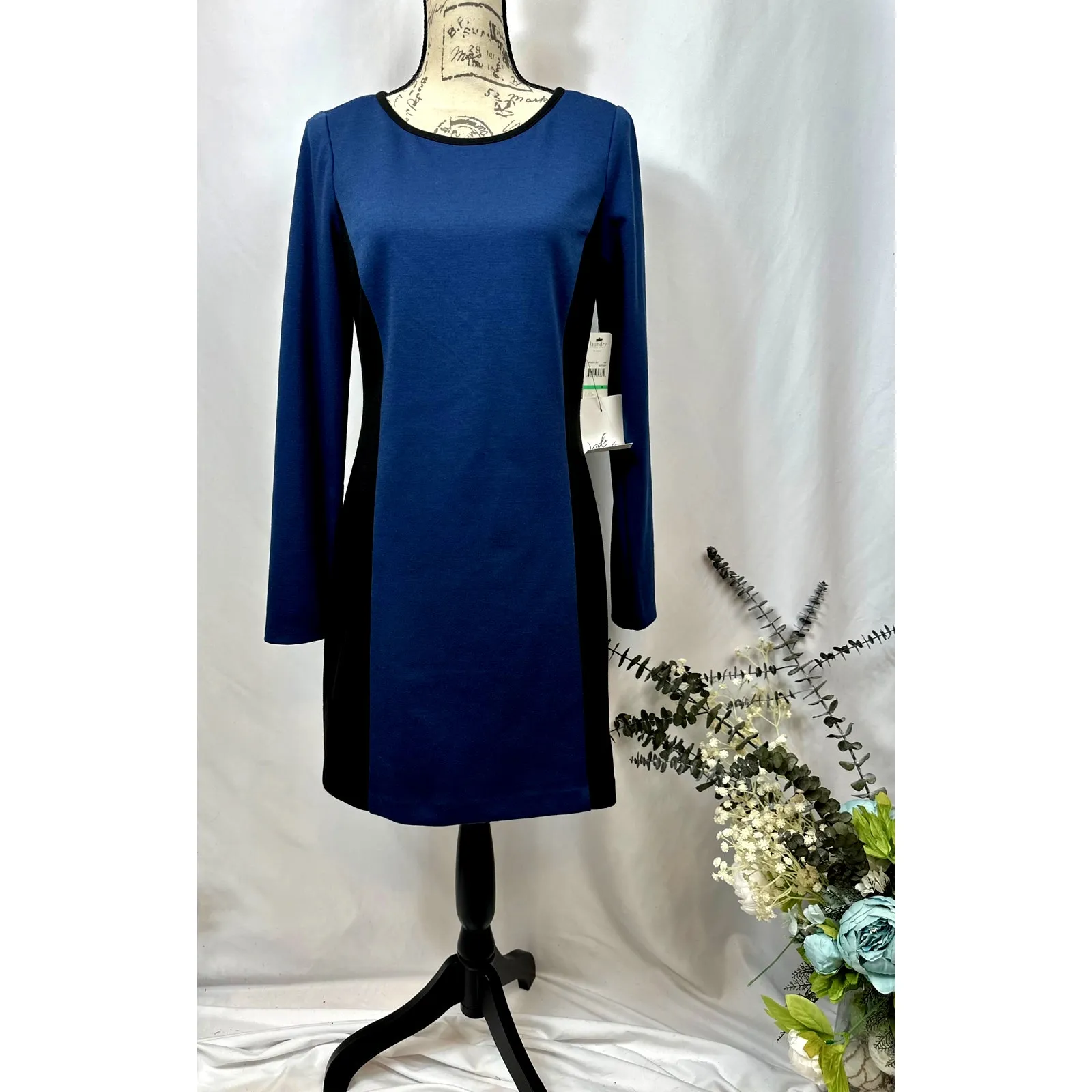 Laundry by Shelli Segal Night Sky Long Sleeve Scoop Neck Mini Dress Blue Black 8 - Image 4