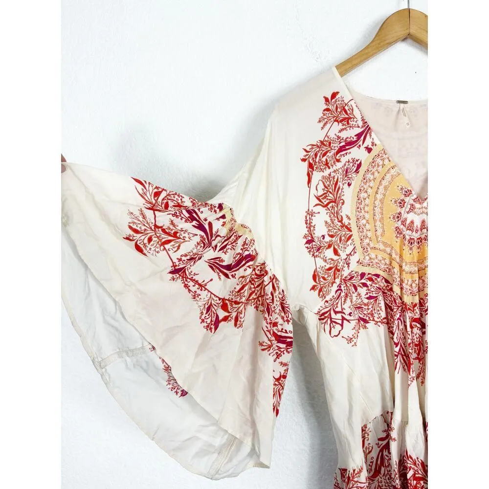 Free People Sunset Dreams Printed Tunic Size XS Ruffle Sleeve Bohemian Relaxed - Image 9