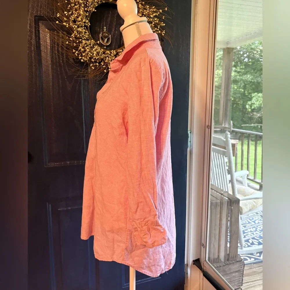 Vineyard Vines Pink 3/4 Sleeve Polo Tunic Linen and Cotton size M - Image 3