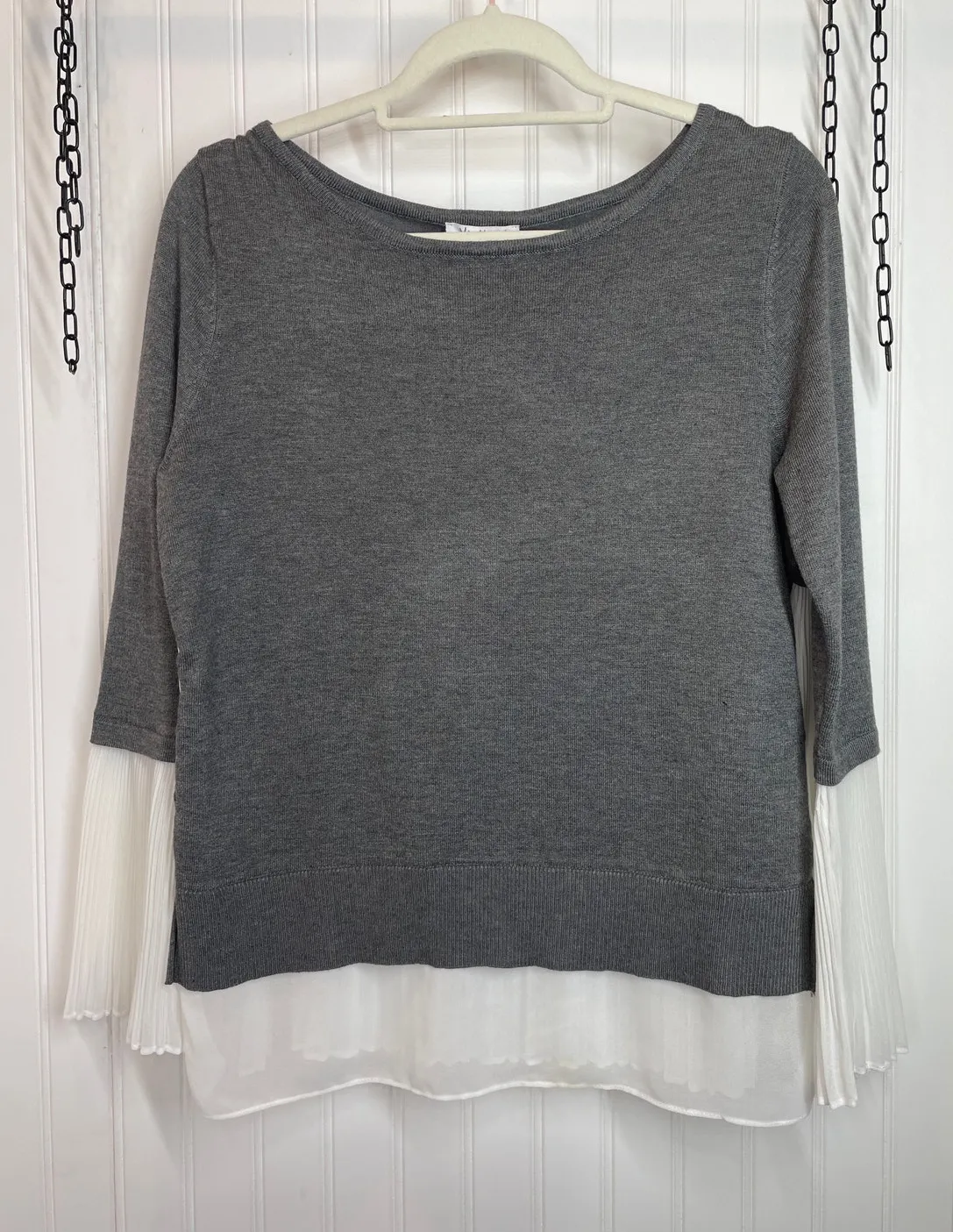 NWT Vila Milano Gray Layered Sweater Top Career Classic Pullover Womens Size S - Image 1