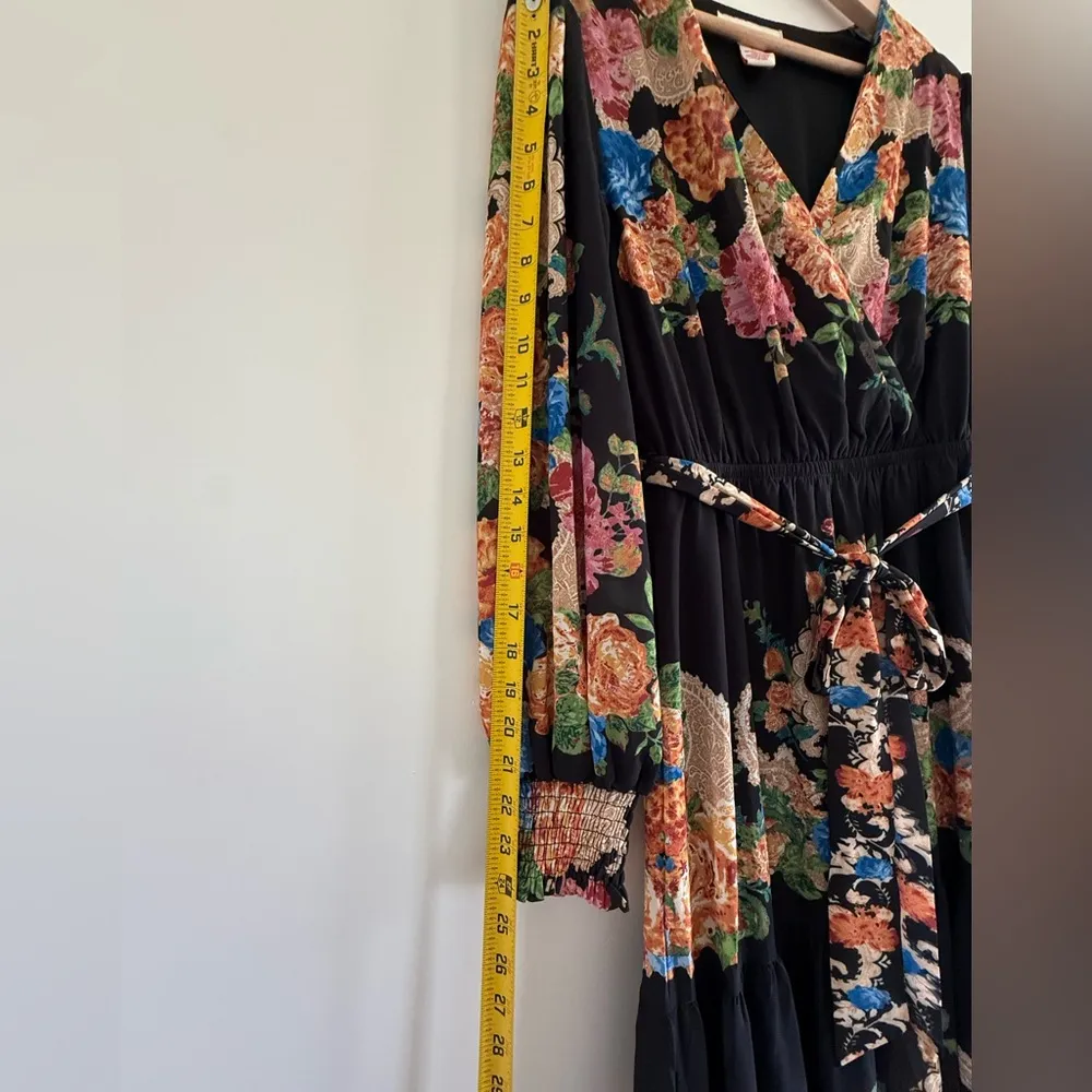 Flying Tomato Hey Cutie Woven Maxi Dress Black Boho Long Sleeve Tiered size S - Image 7