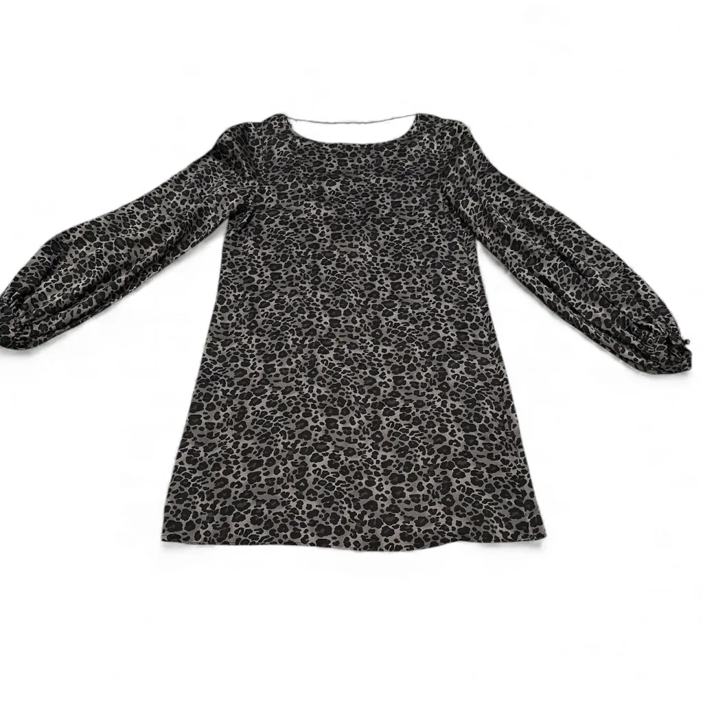 EQUIPMENT ZIPPORAH BLACK GRAY ANIMAL PRINT SILK DRESS XS - Image 4