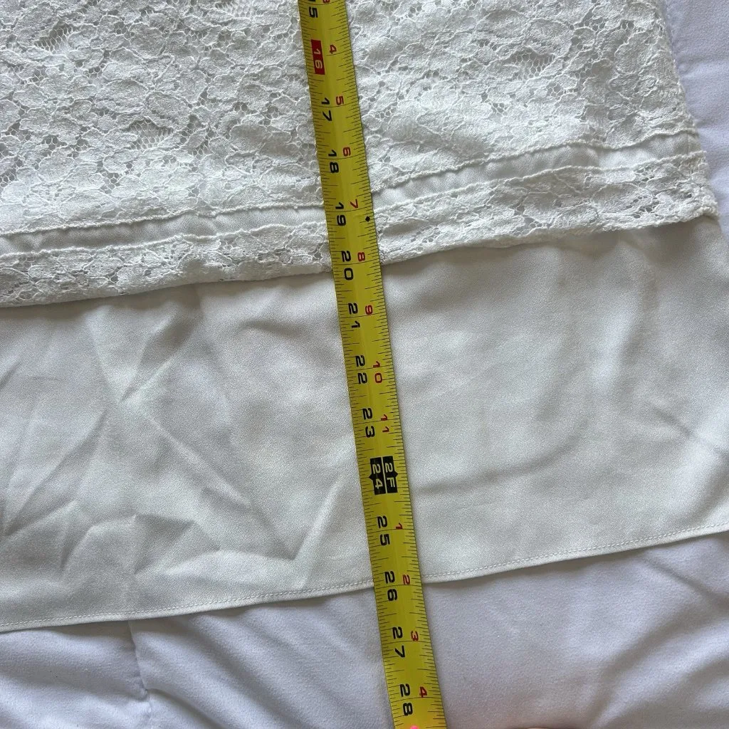 Karl Lagerfeld White Lace Sleeveless Tank Top Womens Small Zipper High Neck - Image 4