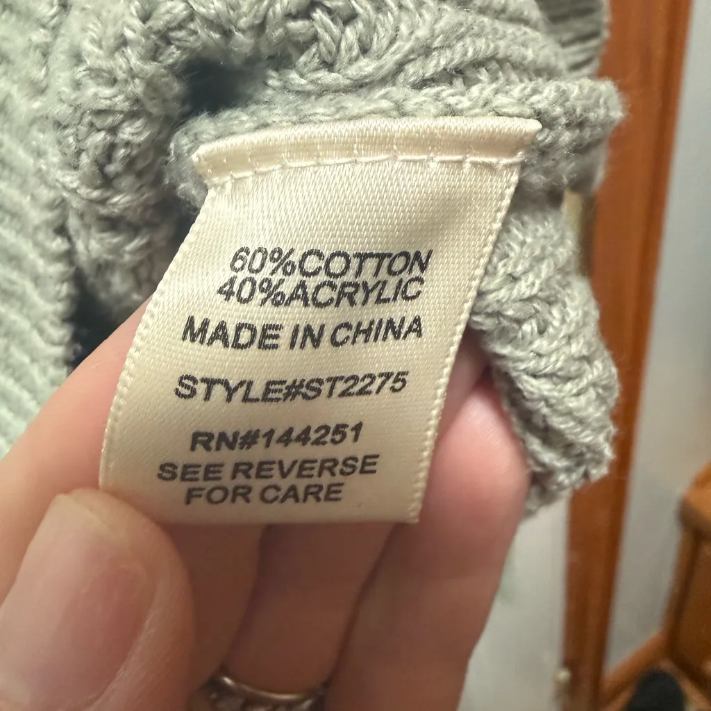 Sincerely Jules Cotton Sage Green Crop Cable Knit Cardigan Cabincore Small Gray - Image 5