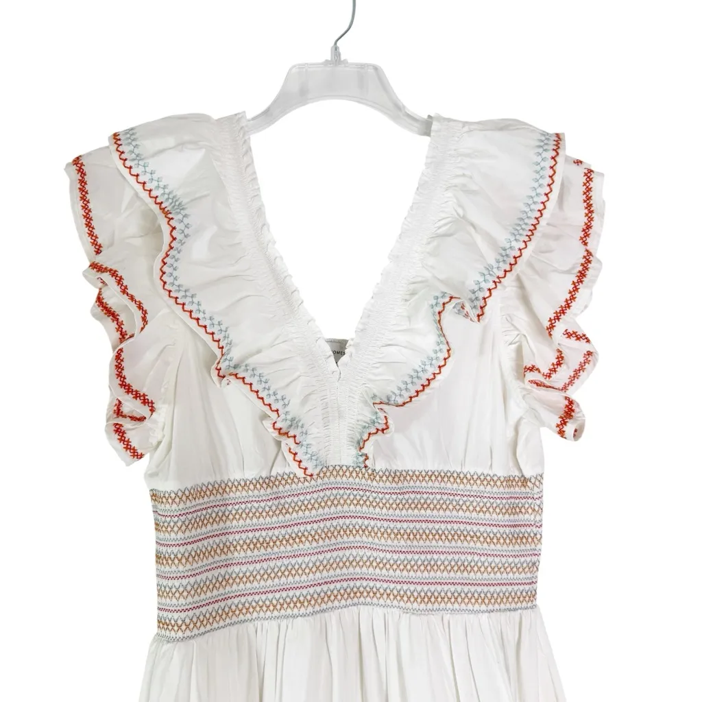 NWT Something Navy Natalie Smocked Floral Embroidered Midi Dress White Size XL - Image 8