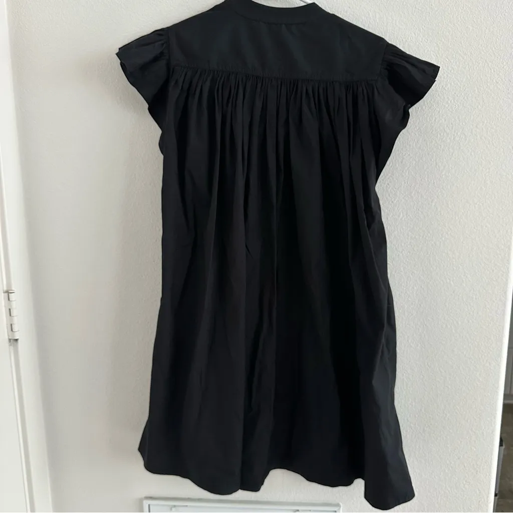 Madewell Flutter Sleeve Button-Front Mini Dress in Poplin Jet Black Size: S NWT - Image 13