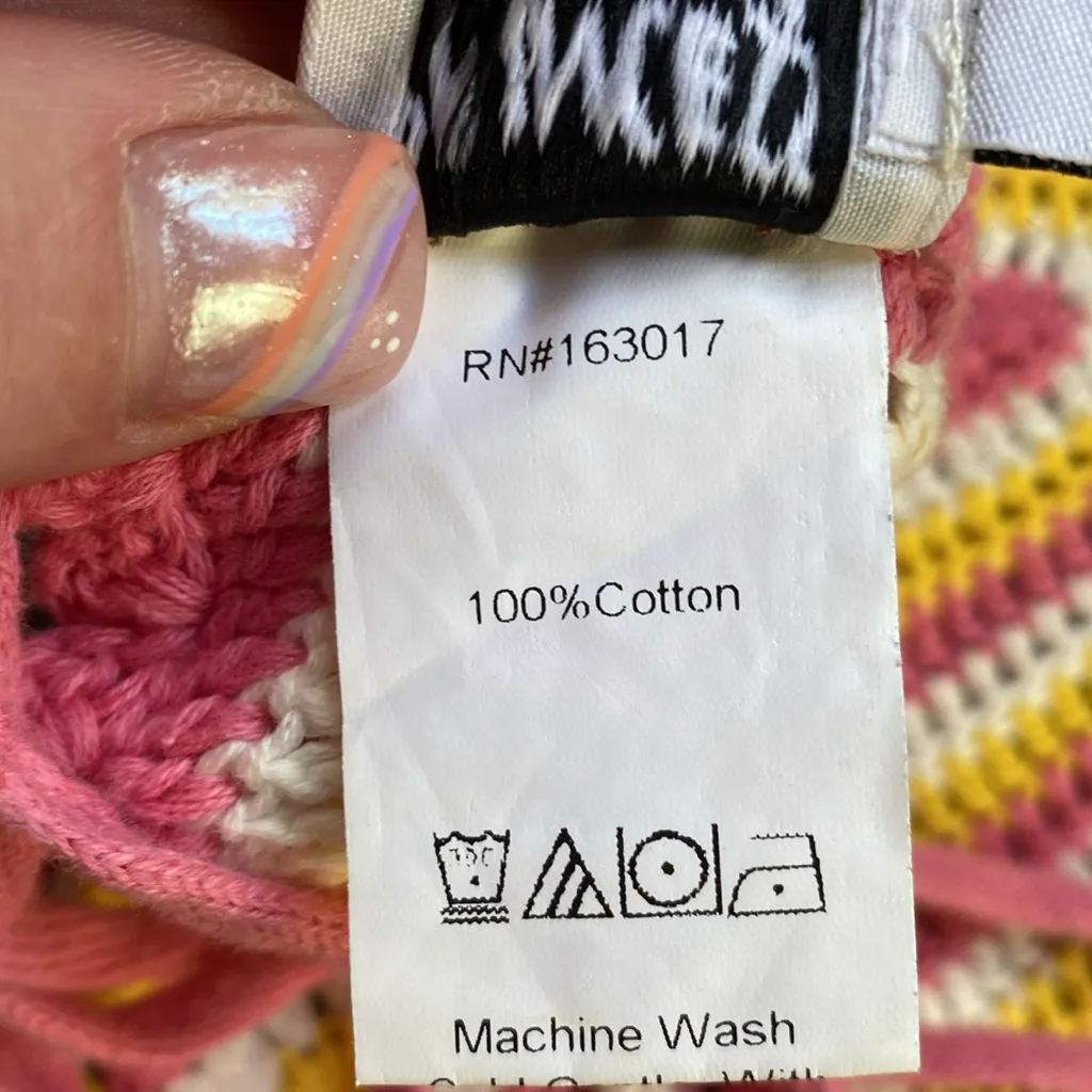 Princess Polly Crochet Halter Top Sz S/M Pink Yellow White Crop Hippie Festival - Image 7