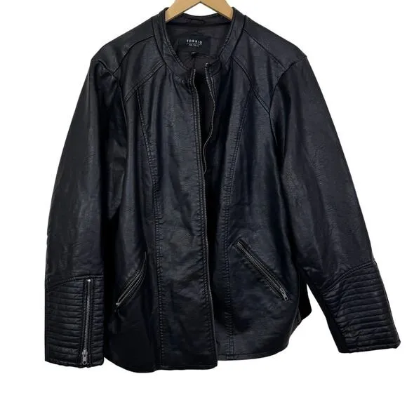 Torrid  Black‎ Faux Leather Collarless Moto Jacket Size 5X - Image 6