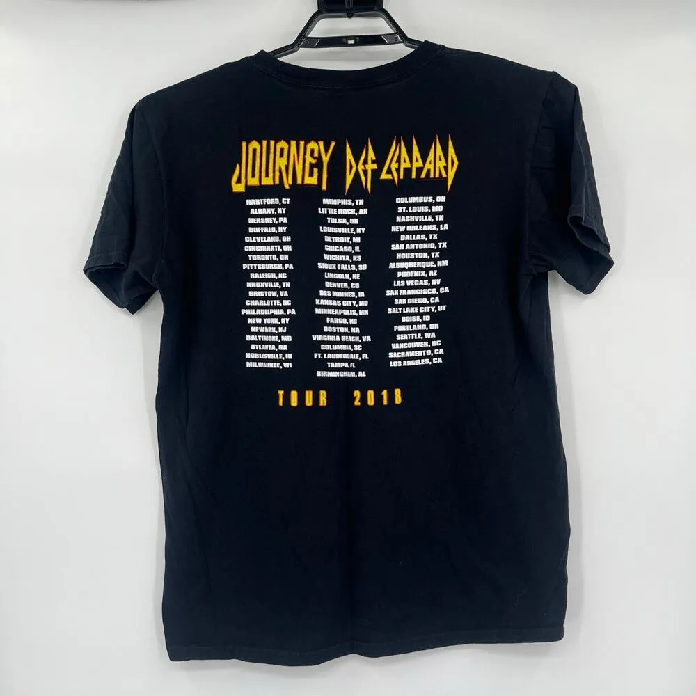 JOURNEY DEF LEPPPARD Band T-Shirt Sz Large Black Concert Tour Graphic Flag - Image 6