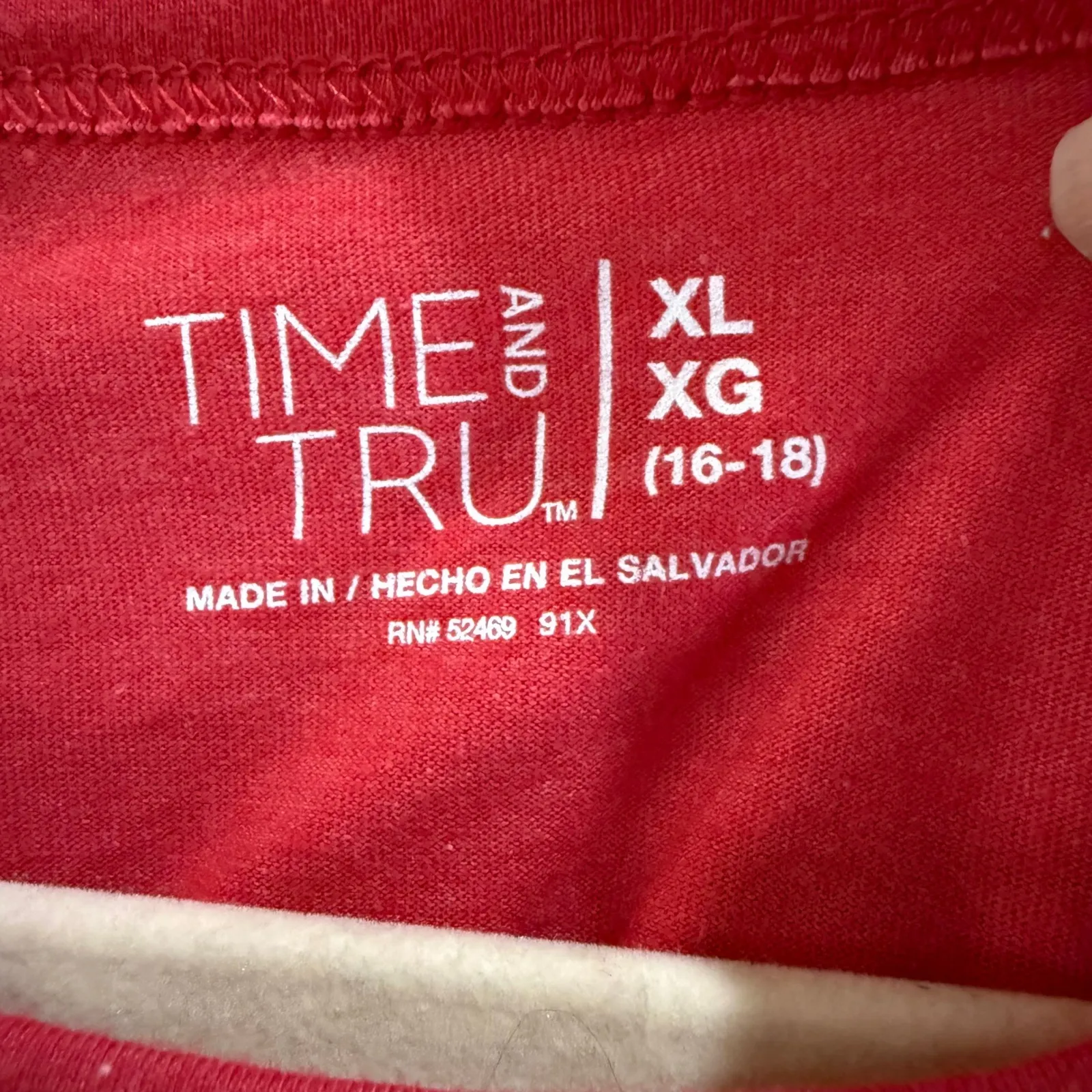 Time and Tru Womens XL Long Sleeve Crew‎ Neck T Shirt Apple Juice HTR Top Red - Image 3