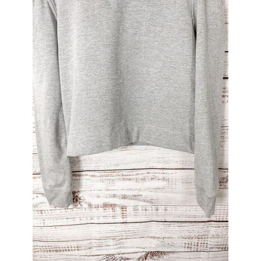 Manoush Womens Eyelet Collar Bow Long Sleeve Cropped Sweatshirt Gray Size Medium - Image 3