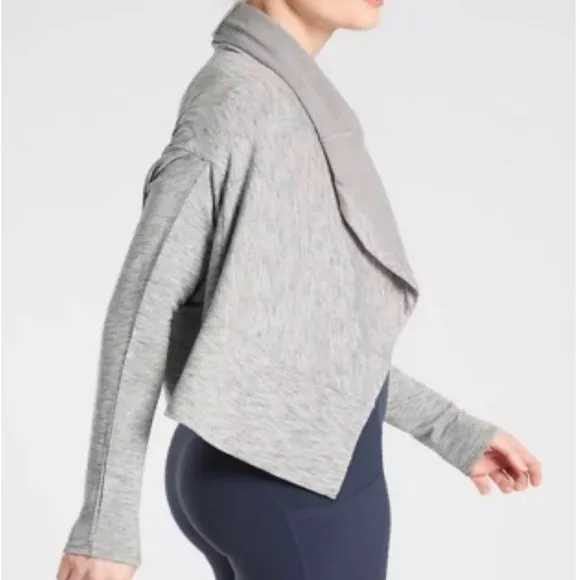 Athleta Nirvana Cardigan Light Gray Reversible Yoga Workout Top Women’s Size XS - Image 2
