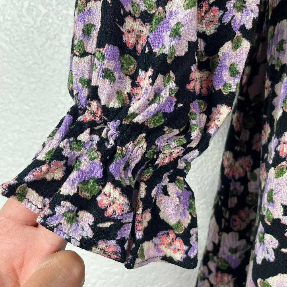 Sonoma Women's Black Floral Milk Maid Dress Size XS Whimsy Coquette Fairy - Image 6