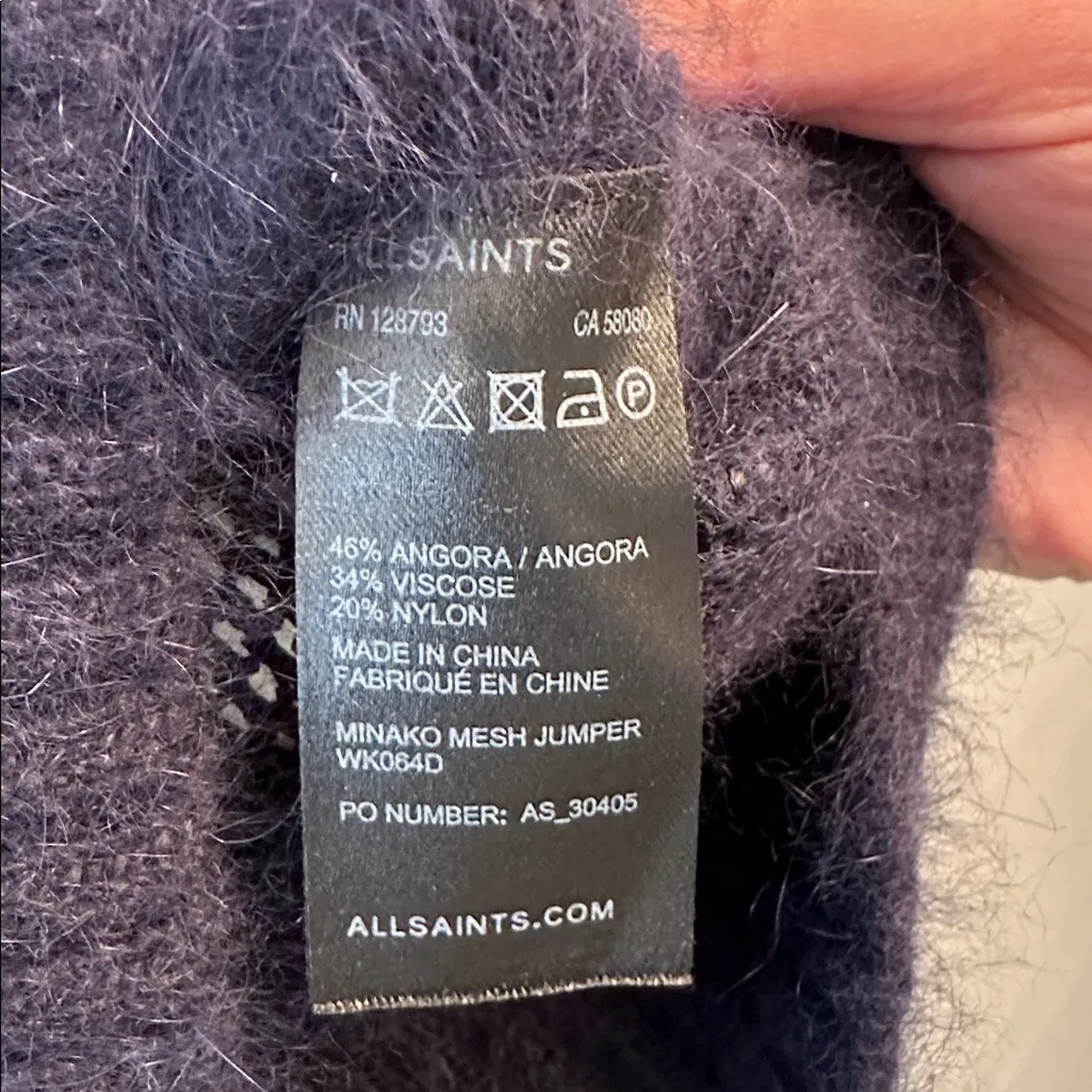 All Saints Mesh Angora Blend Mesh Sweater Size 4 - Image 4