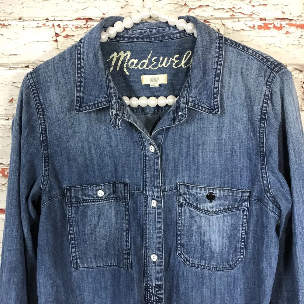 Madewell Denim Boyshirt Campground Wash Shirt Sz M - Image 5