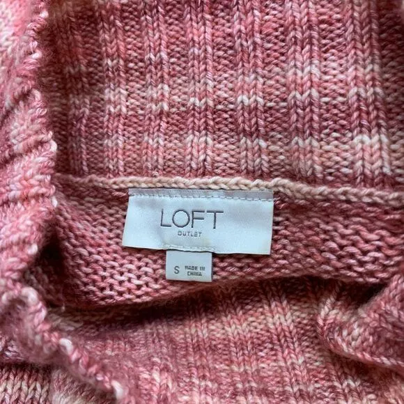 LOFT Dress womens Small‎ Pink Striped Mock Neck Sweater Long Sleeve Knit Cotton - Image 5