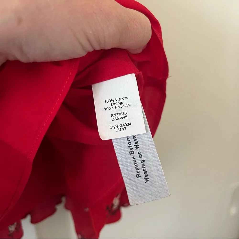 Madewell Magnolia Tie-Back Red Floral Dress Women's Size XS - Image 7