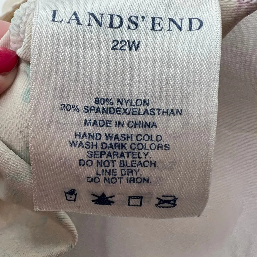 LANDS’ END Tankini Top Swimsuit Underwire Bra Cup Floral Padded Pink Green 22W - Image 7