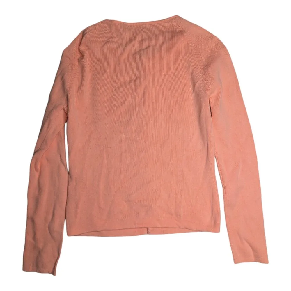 Vtg 1990s Shu Shu Pale Pink Button Up Round Neck Minimal Ballet Cardigan S - Image 2