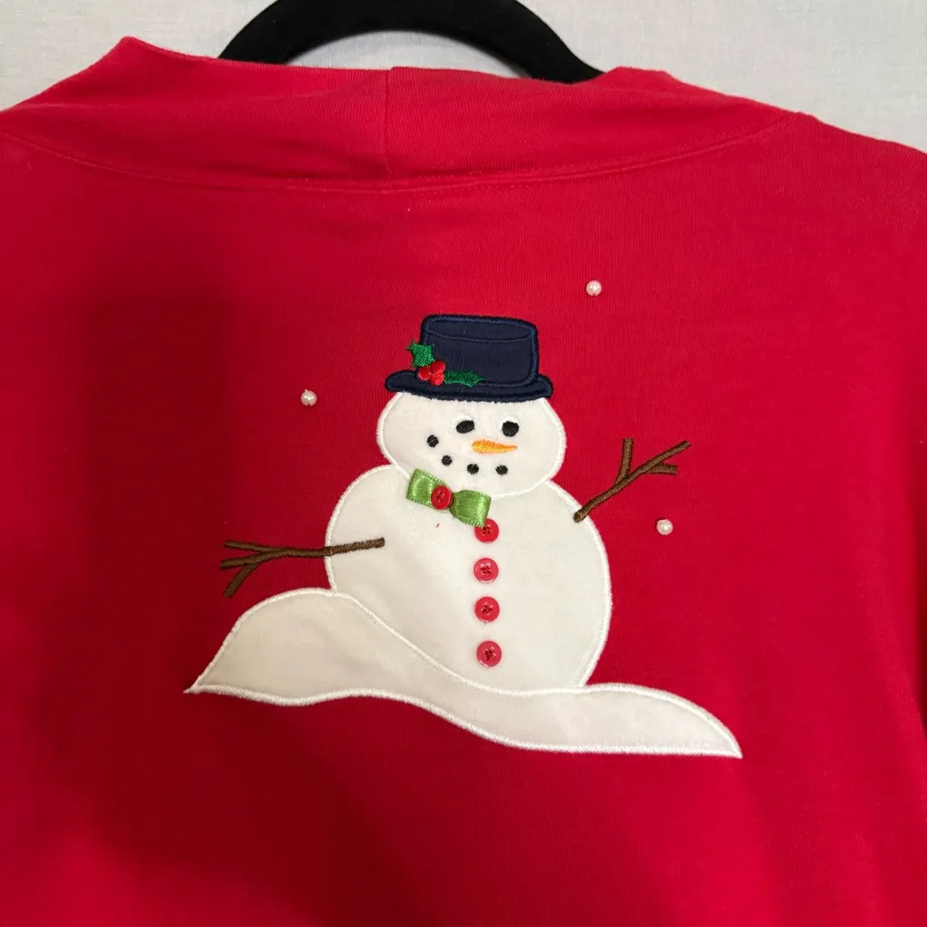 Bechemal‎ Snowman Christmas Womens Sweatshirt Size L / XL Tacky Holiday Vintage Red - Image 5