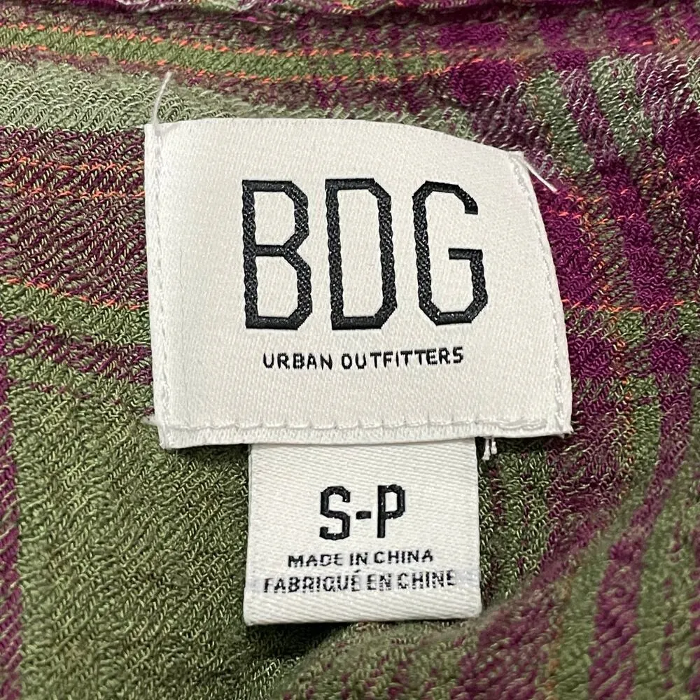 Urban Outfitters BDG Lachlan Flannel Button-Down Shirt - Green Multi - Small - Image 9