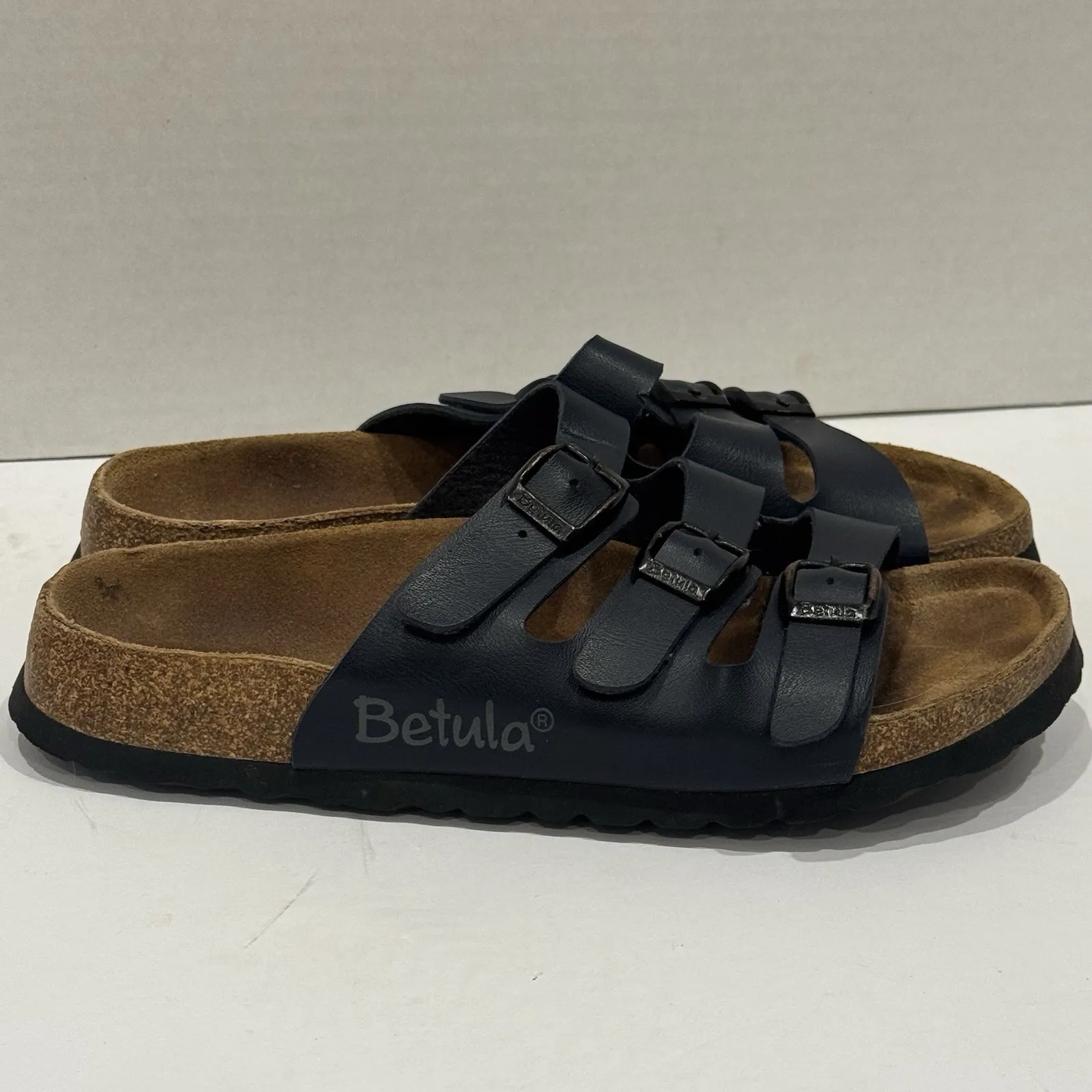 Betula Birkenstock Florida 3 Strap Slip On Sandal Navy Blue Women's 7 - Image 5