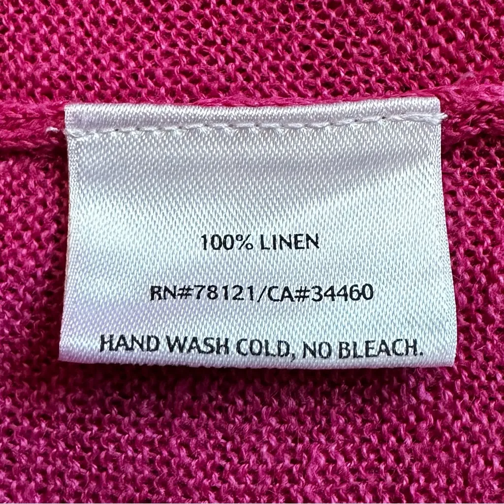 Eileen Fisher 100% Linen Pink Loose Knit Dolman Sleeves Sweater, Sz Small - Image 11