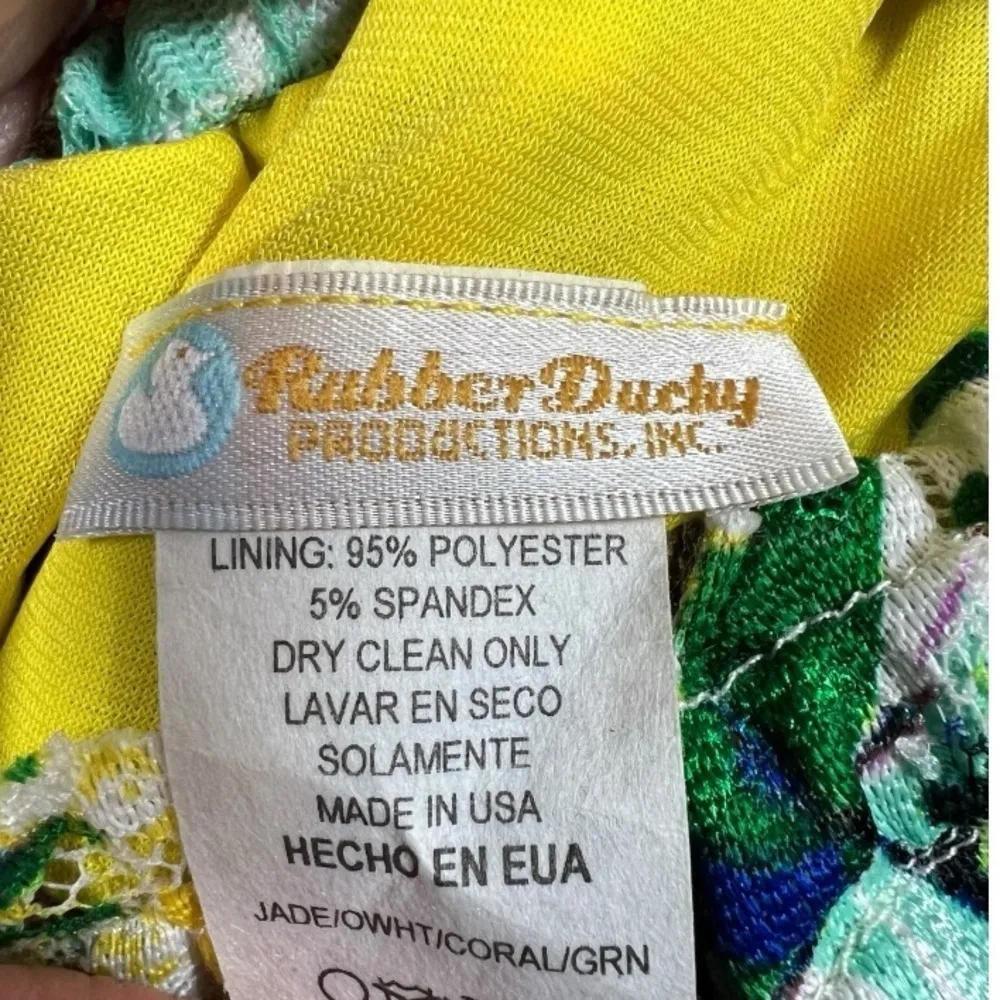 Rubber Ducky Productions Floral‎ Lace One Shoulder Mini Dress Size Medium Artsy Green - Image 10