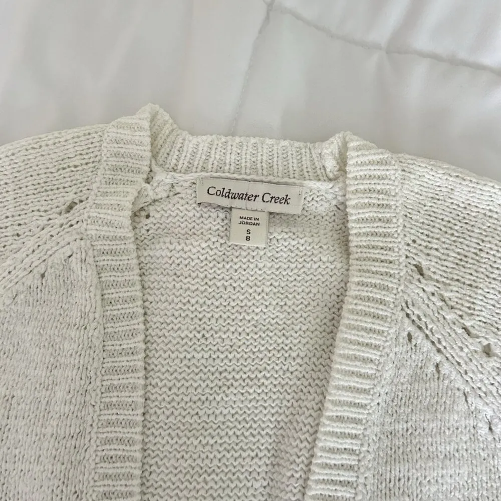 Coldwater Creek Womans 8 Cardigan Sweater White Cottagecore - Image 2