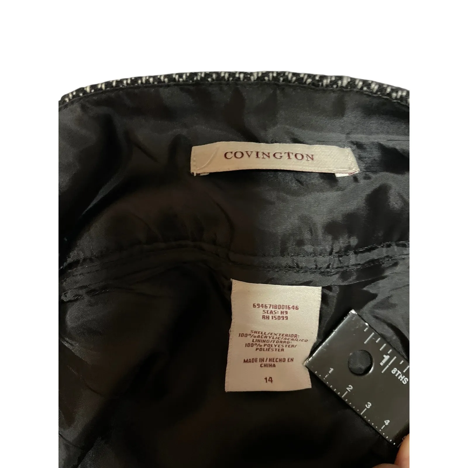 Covington Skirt Womens 14 Herringbone Gray Black Pencil Career‎ Business Casual - Image 5