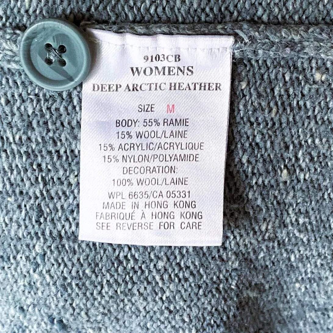 Vintage WOOLRICH Button Up Light Blue Wool Embroidered Sweater ~ Women's MEDIUM - Image 9