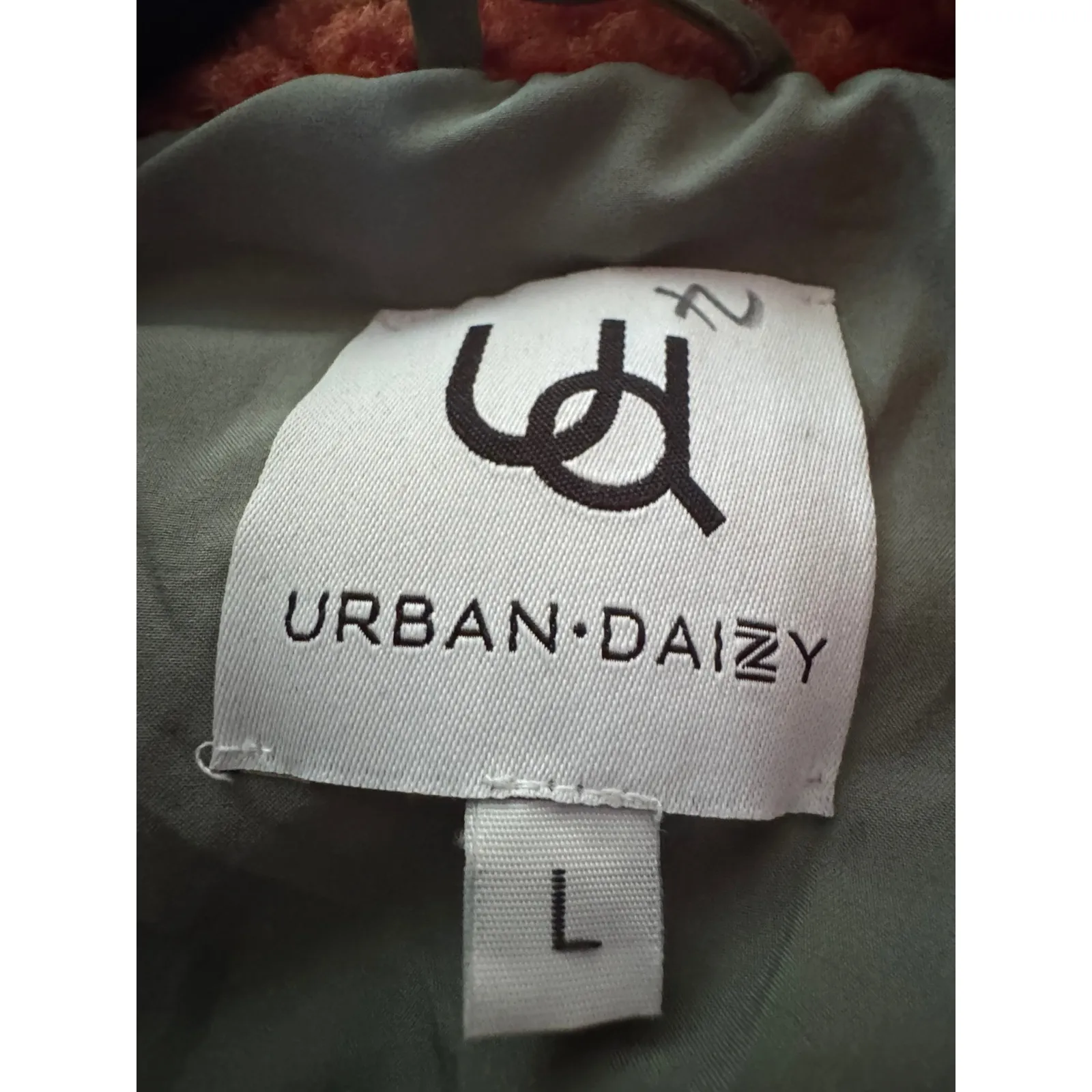 Urban Daizy Sherpa Fleece Vest Aztec Print Orange Green Pockets Full Zip Warm Size L - Image 5