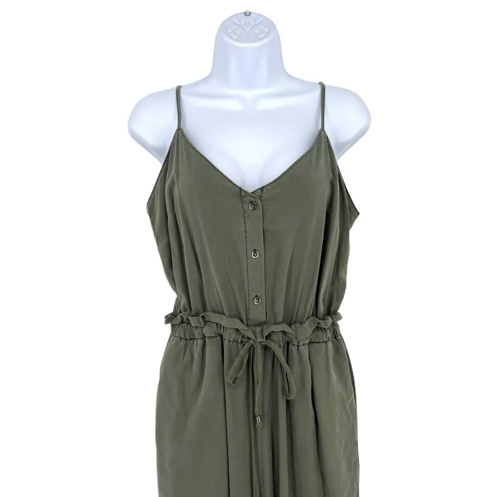 Splendid Button-Front Jumpsuit Olive Green Size Medium - Image 3