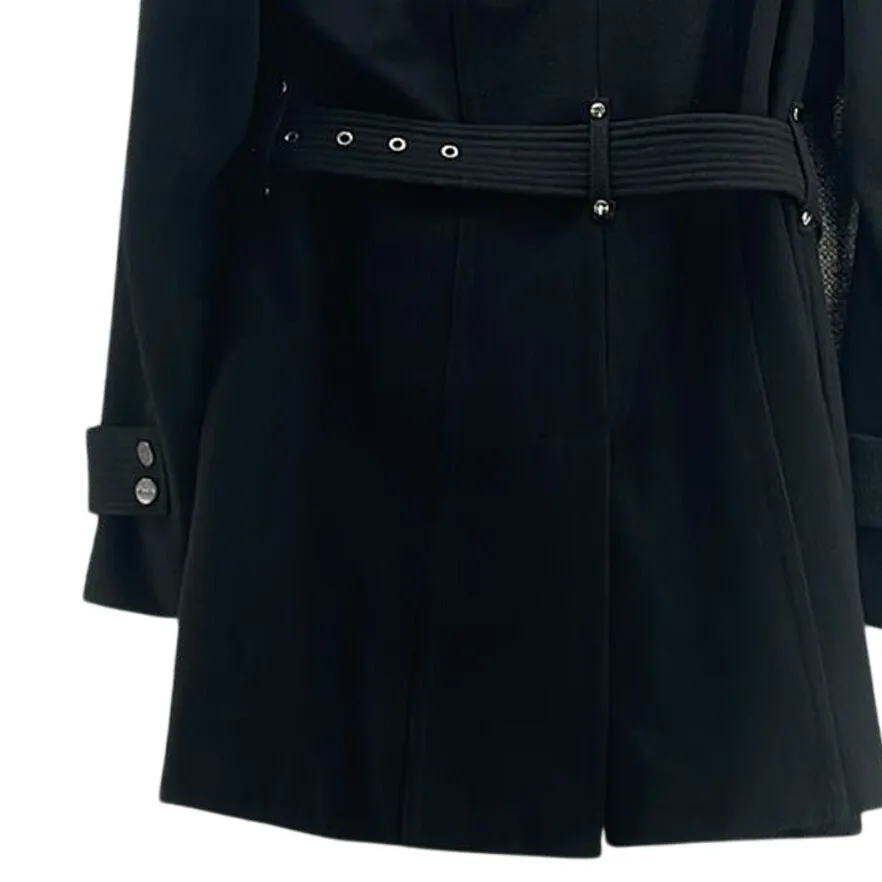 Kenneth Cole Womans Wool Trench Coat Size 10 Grunge Zip Accent Modern Warm Cozy Black - Image 6