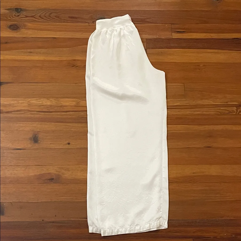 Pj Harlow White Jolie Silk Satin Wide Leg Lounge Pants Womens Size XL - Image 3
