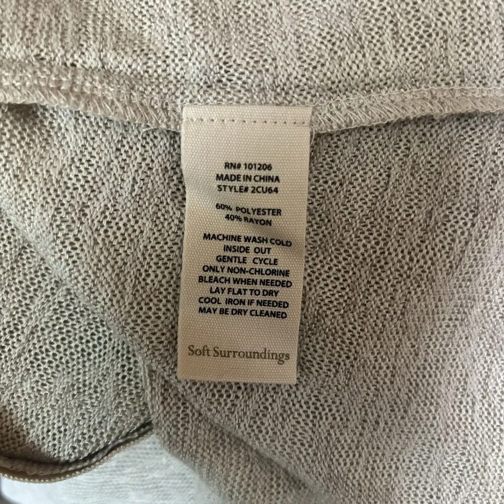 Soft Surroundings Valentina Zip Sweater Womens Large Beige Pullover Lightweight - Image 8