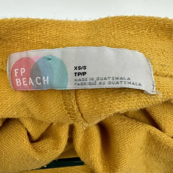 FP Beach Free People size XS/S yellow long sleeve‎ blouse tunic cotton blend - Image 4