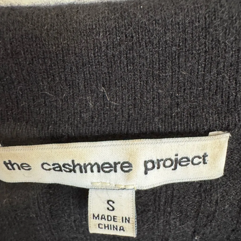 The Cashmere Project black collared ribbed Henley sweater size small - Image 3