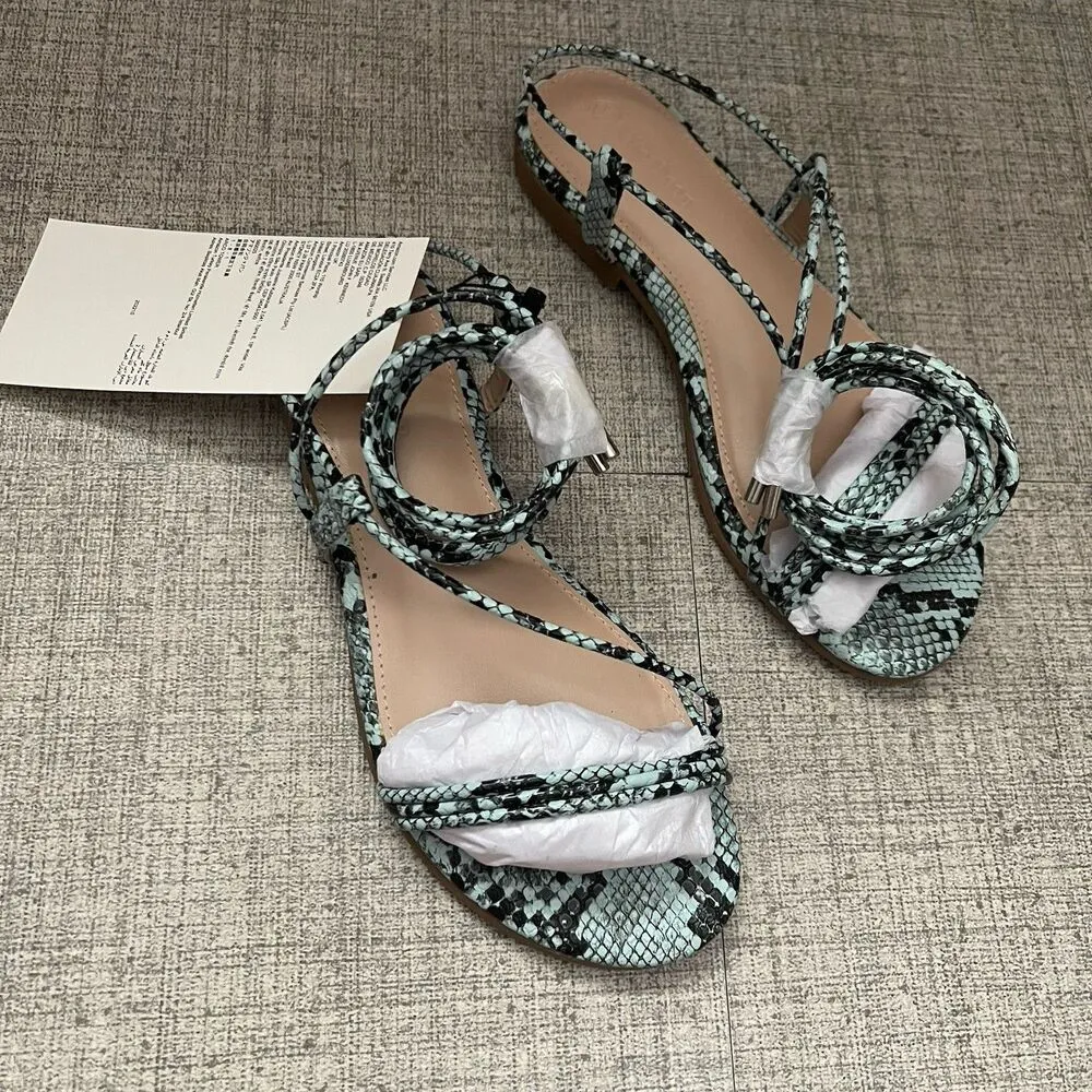 THE DROP Samantha Snake Strappy Sandals Size 5.5 Teal Beach Festival Boho‎ Chic Blue - Image 2