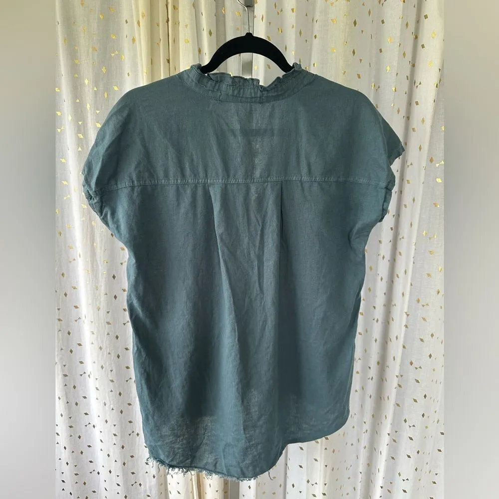 Wearables Belita Ruffle Split V Neck Linen - Image 5