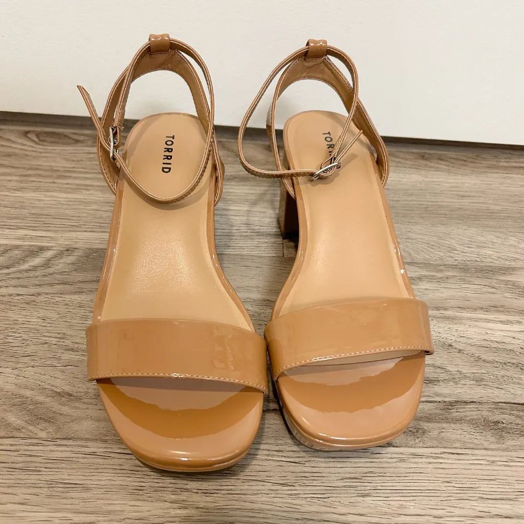 Torrid Platform Block Heel Sandal Nude Tan Size 11WW NWT - Image 6