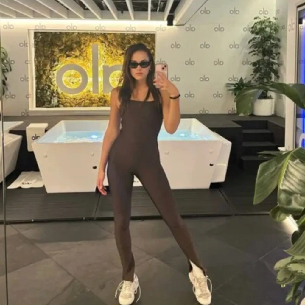 ALO Yoga Airlift Disco‎ Daze Onesie Brown - Image 2