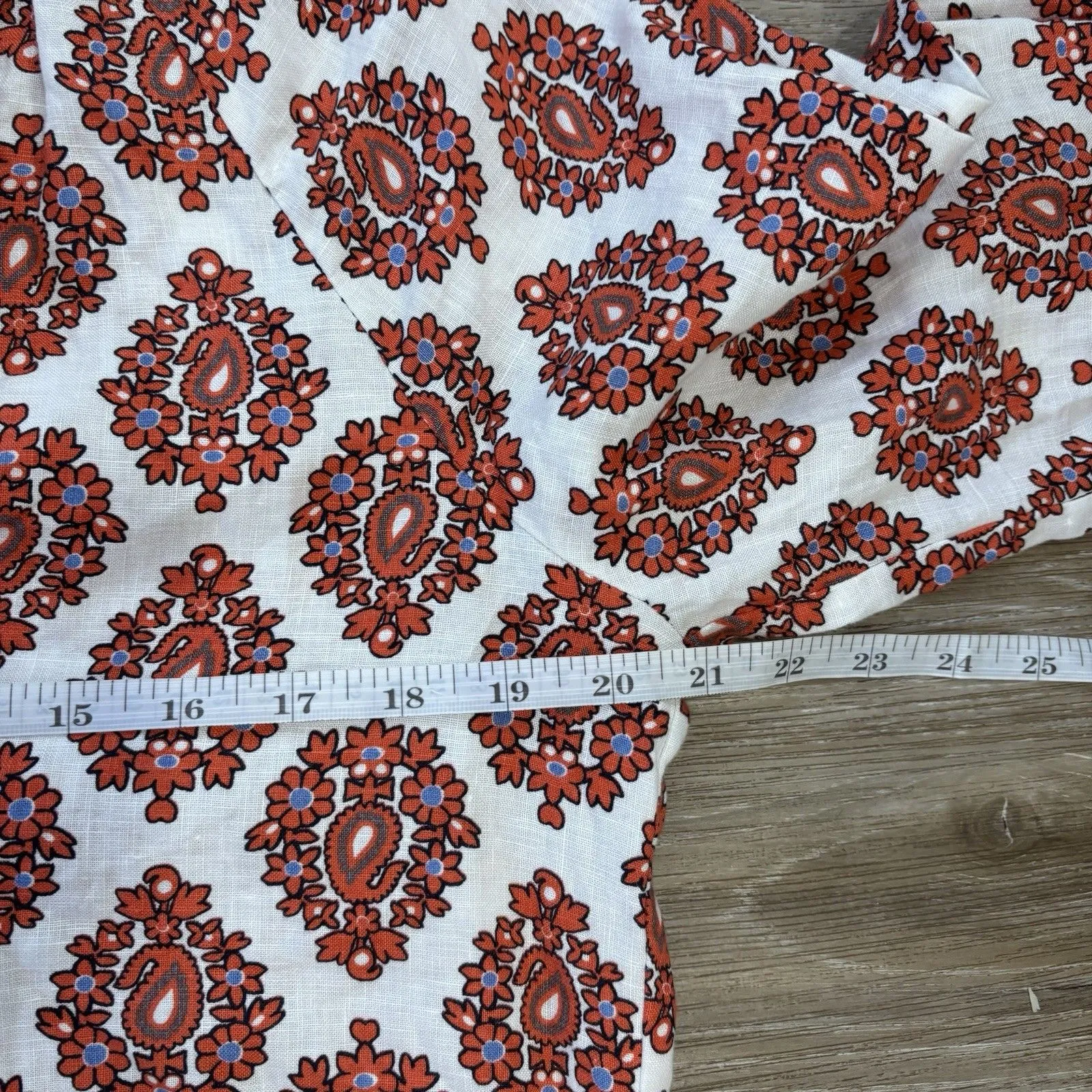 Boden Linen Dress Womens Size 10 Mini Vneck Long Sleeve Cute Chic Boho - Image 7