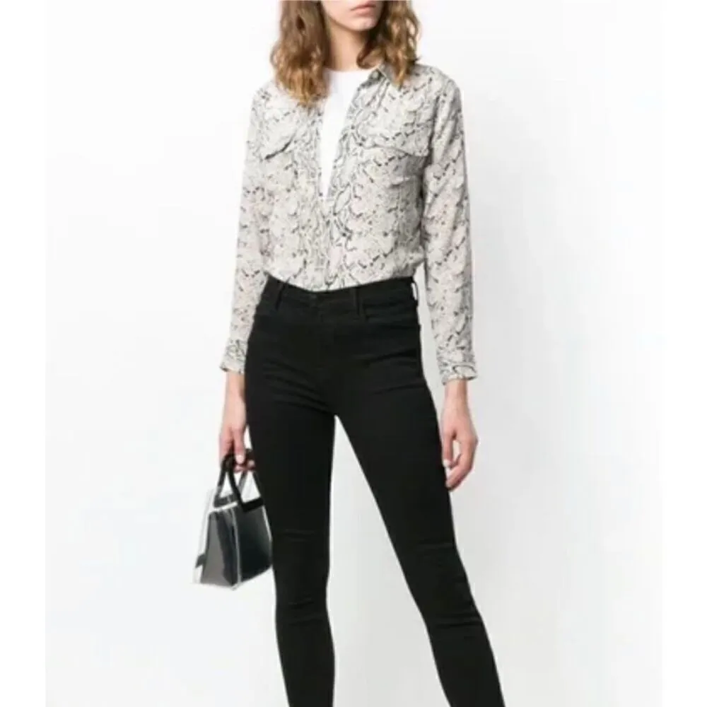 Equipment Femme 100% Silk Signature Slim Fit Button-Up Snake Print Shirt - Image 4