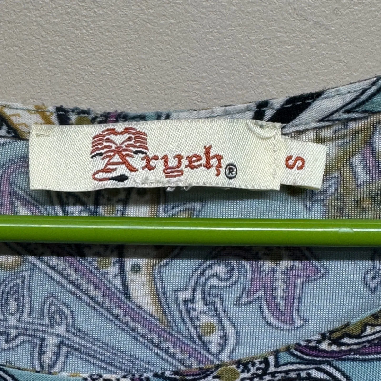 Aryeh Blue Paisley Floral Short Sleeve Tunic Dress Pockets Size Small Bohemian - Image 5