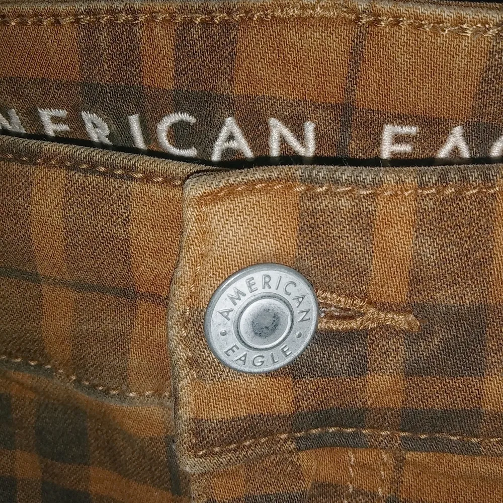 American Eagle 4 26/27 High Waisted Plaid Skinny Jeans in Mustard - Image 6