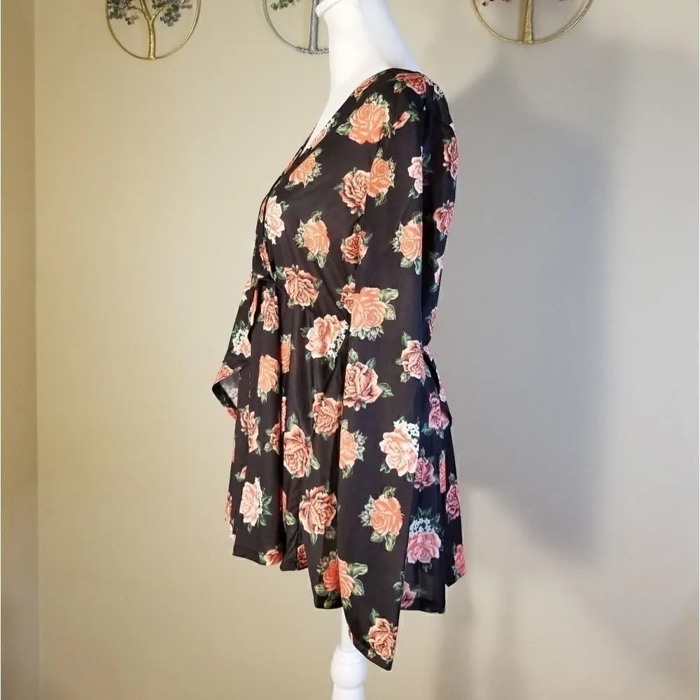 NWT! Asos Design Maternity Exclusive Long Sleeve Wrap Top In Rose Print Size 8 - Image 2